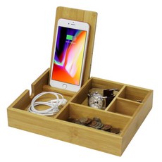 無線充電收納盒 竹製Qi快速充電托盤, W200595 圖片款