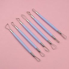 陶泥工具 粘土工具 陶藝工具6件套陶泥泥塑軟陶泥淘吧教學初學者diy套裝塑料修坯刮刀 陶藝工具套裝 陶藝刮刀, 1個, 陶泥刮刀6件套【藍色】