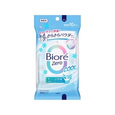 일본 Biore 비오레 제로 데오드란트 사라사라파우더 티슈 zero cool 무향 휴대용, 1개