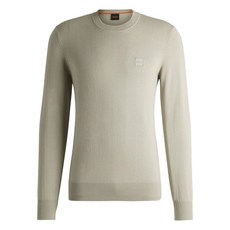 보스 로고 장식 코튼 스웨터