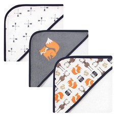 Hudson Baby 면 리치 후드 타월 라마 원 사이즈 [호환], One Size, 오렌지 여우