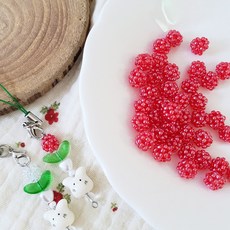 산딸기 열매 핸드메이드 비즈 공예 구슬 알 부자재 재료 [1개], 레드
