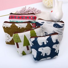 빈티지 린넨 동전지갑 5개