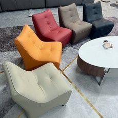 미니멀 소파 가죽 모던 캐주얼 방수 거실 침실 의자, 오렌지