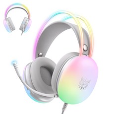 ONIKUMA X25 게이밍 헤드셋 캔슬링 노이즈 RGB LED, 화이트