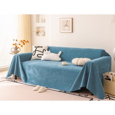 EMME 완전방수 소파 커버 방수 미끄럼 방지 슈닐직조 멀티커버 북유럽, 1개, Waterproof-Blue