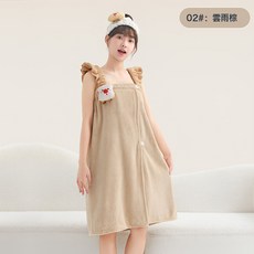 新款卡通浴巾加厚浴袍呆帶可愛吸水速幹可穿裹洗澡家用睡裙浴裙女, 均碼