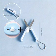 클로버즈 귀여운 미니가위 커터칼 여행용, 2개, 3.블루