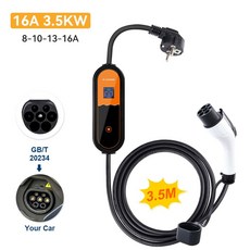 EX 5KW 휴대용 자동차 충전기 타입2 EV 타입1 GBT 85 265V 16A 1상, GBT 16A 1Phase