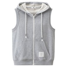 ROYALBELLE 남성 후드 스트링 집업 조끼 루즈핏 빅 포켓 민소매 트레이닝 베스트 V061818