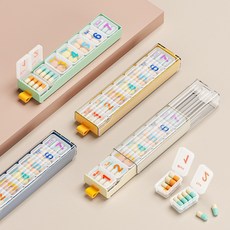아임봄 휴대용 약 알약 무지개 요일별 약통 케이스 알약통 약케이스 정리함 노랑, 1개