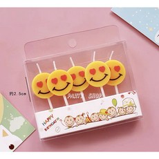 PARTY SHOP 韓風ins微笑小花笑臉蠟燭 生日蛋糕裝飾 慶生派對佈置, 1個, 愛心笑臉（不含運)未滿佰元不出貨