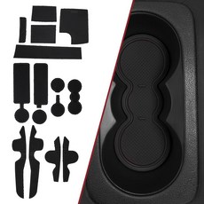 CupHolderHero 인서트 라이너는 기아 쏘렌토 액세서리 2016-2023 프리미엄 맞춤형 내부 미끄럼 방지 먼지 방지 컵 홀더 인서트 센터 콘솔 라이너 매트 도어 포켓, 블랙 트림