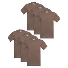 Pro Club 남성용 6팩 헤비웨이트 면 반소매 크루넥 티셔츠 화이트. Small 176609, X-Large, 브라운