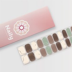 Naily 光療美甲貼片 苔綠暖棕, 1個