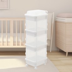 기저귀 정리함 큐브 이동식 트롤리, 직 4단  화이트, 1개