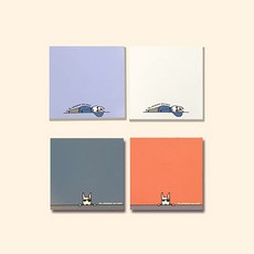 데스크테리어 강아지 캐릭터 일러스트 떡메모지 4종 C세트 대용량세트 귀여운 메모지 다이어리 꾸미기 메모패드, 4개, 100매, 혼합
