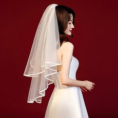 FlowerSP 白色雙層頭紗 新娘頭紗/禮服配件/公證婚禮/髮飾, 1個