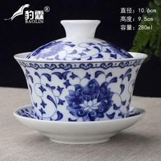 개완 수제 도자기 찻잔 경덕진 다기 세트 뚜껑포함, R, 1개