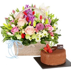 99플라워 (당일수령) 사랑 한가득+케익 [ST-A1919] - 전국꽃배달서비스 기념일 봄 생일 케익 생화 꽃선물 당일배송 꽃바구니