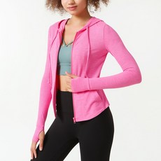 운동 스포츠 탑 여성 러닝 자켓 지퍼 후드 드로우 스트링 긴 소매 액티브웨어 캐주얼 루즈 통기성 피트니스 블라우스