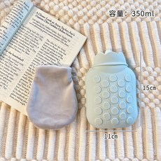 加厚防爆矽膠熱水袋 暖手暖肚子專用被窩暖水袋, 圓點款-灰色-350ml, 1個