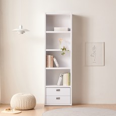 S010030 정글 5단 600 책장 서랍추가, 화이트
