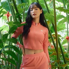 아레나 그린웨이브 슬림핏 크롭 집업 래쉬가드 A5BL1PQ03COR