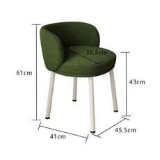 등받이 화장대 의자 스툴 메이크업 인테리어 패브릭 엔틱, 그린 램스울