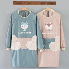 신비가 방수작업복 미술도구 방수 긴팔 앞치마, 스모크블랙(c)