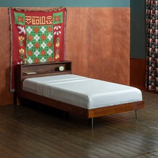 장미맨숀 브루나 원목 슈퍼싱글 침대프레임 01 (단품), 브라운