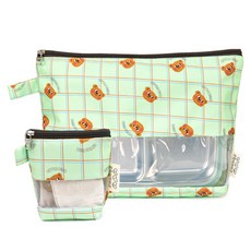 세맘스 방수 투명TPU 가로형 기저귀파우치+약파우치, 그린꾸몽