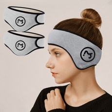 1+1 풀오버 플리스 겨울 러닝 귀마개 헤어밴드 기모 귀달이 골프 이어머프 벨벳, 그레이+그레이, FREE (One Size), 2개