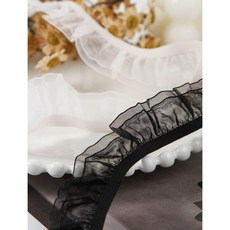 두겹 쉬폰 망사 고무줄 레이스 20mm 의류 인형옷 탑꾸 부자재 재료 90cm, 1개, 화이트