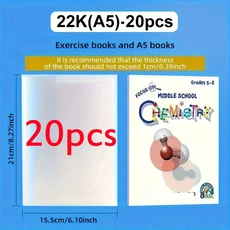 20pcs 투명 책 커버 A4/16K/22K 교과서 문고본 슬리브 수호자 완벽방수 PP 자체 접착 클로저, 02 22K 20pcs