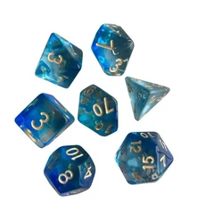 더블 컬러 다면체 게임 위 RPG 던전 및 DND D20 D12 D10 D8 D6 D4 테이블 게임용 7 개, style2-blue
