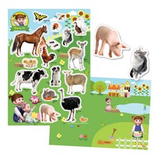 플레이맥스 콩순이 고무자석퍼즐+배경판 자석교구, 콩순이고무자석[농장], 16피스, 1개
