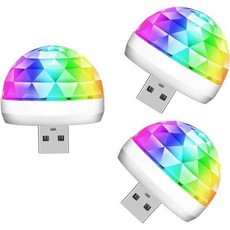 크리스마스 스타킹 스터퍼 파티 노래방 바3팩를 위한 USB 미니 디스코 볼 조명 DJ 스테이지 스트로브 휴대용 LED 자동차 분위기 조명3팩, 3 Packs