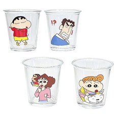 StarR 크레용 신짱 패밀리 유리 컵 4개입 350ml, 4개, 투명 색상 4개, 투명 색상