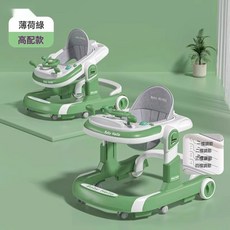 HYLSS 嬰兒學步車防o型腿防側翻手推嬰兒車寶寶學行車助步車, 1個, 跨境英文-綠高配+餐盤+音樂玩具盤:如圖