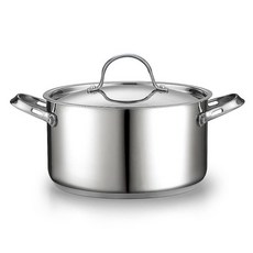 쿡스 스탠다드 18/10 스테인리스 스틸 스톡팟 6쿼트 클래식 딥 쿠킹 냄비 통조림 조리기구 네덜란드 오븐 카세롤 뚜껑 실버, 6 Quarts
