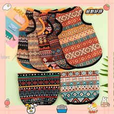 民族風狗狗衣服 四季可穿 柔軟親膚背心 衣服 保暖打底衣服 背心 貓背心 狗背心 茶杯犬小型犬泰迪比熊衣服laiwc, 民族風04,XXL, 1個