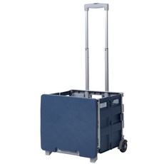 접이식 폴딩카트 핸드카트 장바구니 쇼핑카트 캐리어, 1개, 중형(그레이+네이비)