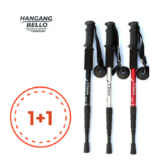 [1+1] 한강벨로 등산스틱 일자형 스틱 지팡이 간편한 휴대성 4단 접이식 스틱, 1개, 블랙+블랙