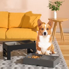 대형견 밥그릇 식기 식탁 부력 물그릇 높이조절, 블랙(급체 4단 높이조절), 1개