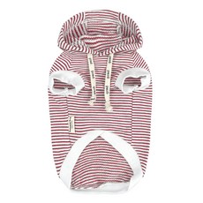 Grooming Dog 寵物條紋無袖連帽T恤, 紅色