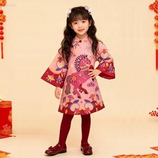女童旗袍裙唐裝秋冬喜慶連衣裙兒童裙子禮服拜年服
