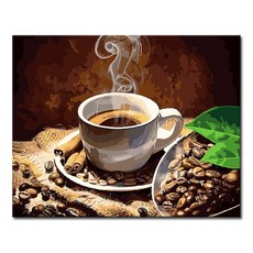 DIY캔버스페인팅 명화그리기 액자 그림 세트 유화 - 정물 40x50, S79_커피향기, 1개