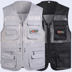 多口袋網眼馬甲 透氣馬甲 夏季男士馬甲網眼多口袋戶外休閒攝影薄款透氣耐磨中老年背心坎肩