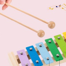 精選熱賣 木製八音琴 幼兒童鋼片手敲琴 敲打擊樂器 嬰兒音樂類益智玩具小木琴, 1個, 兩根敲棍